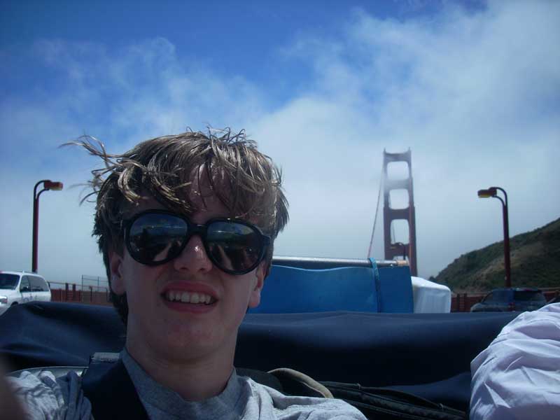 Nick going over the Golden Gate Bridge