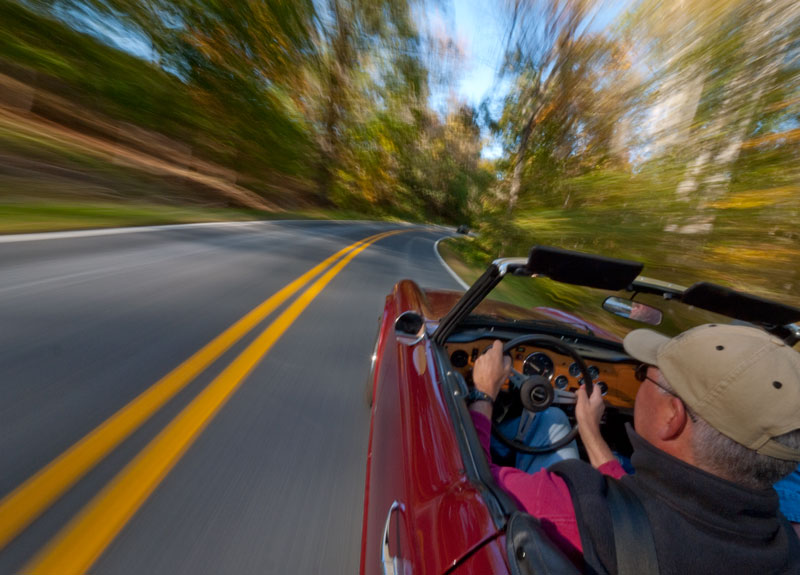 Mark driving his TR6.