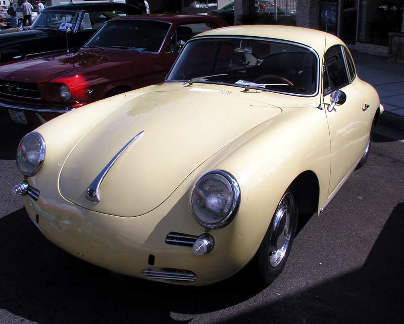 A yellow Porsche 356