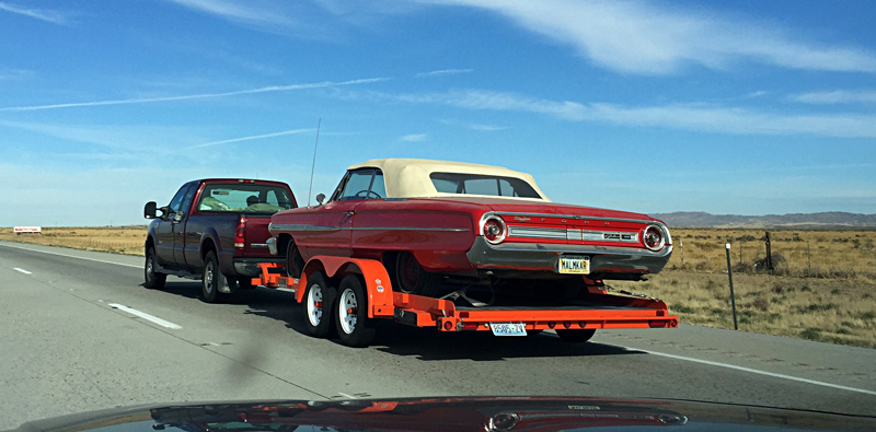 Ford Galaxie spotted under tow in Southern Idaho