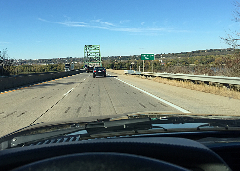 Crossing the Mississippi into Iowa