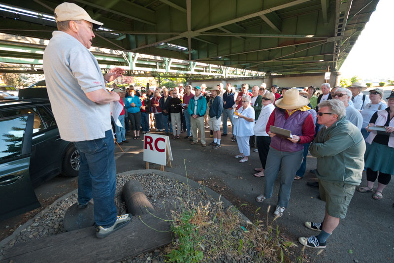 Rallymaster Reid Trummel taunts his victims at the driver's meeting.