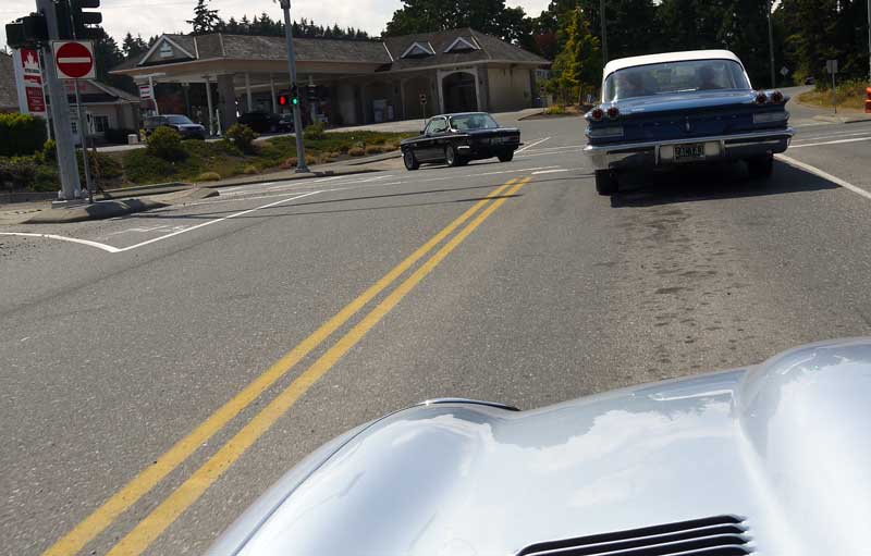 Above: Cars 3 & 4 make a left in front of us on the Monte Carlo segment.