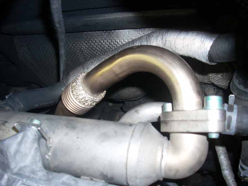 The new EGR cooler pipe, installed.
