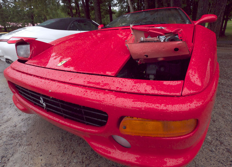 One of the Ferraris hit a small deer on the last segment. Thankfully the damage was quite minimal., especially given the size of some Montana deer!
