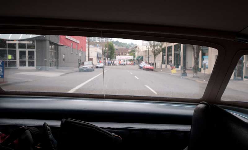 Looking back along SW Alder Street as we speed off.