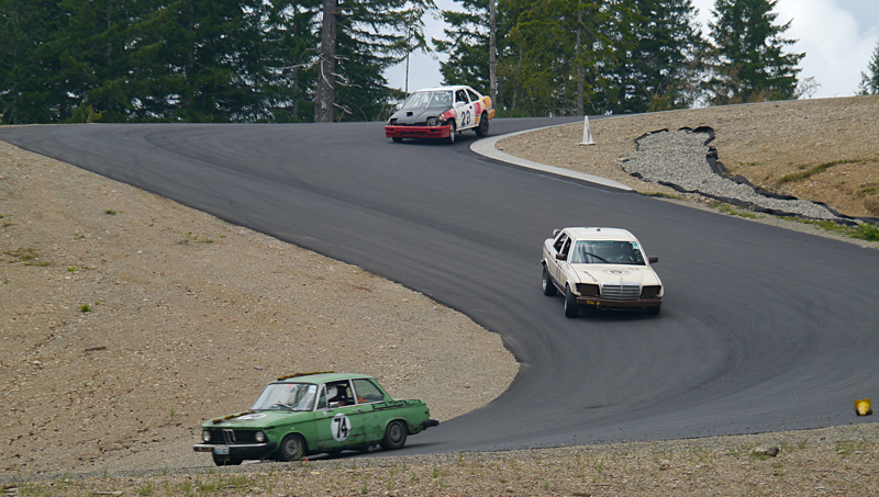 Our car at the top of the Ridge Complex, a corkscrew followed by a wide corner.