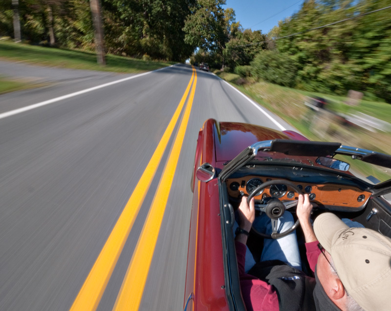 Mark driving his TR.