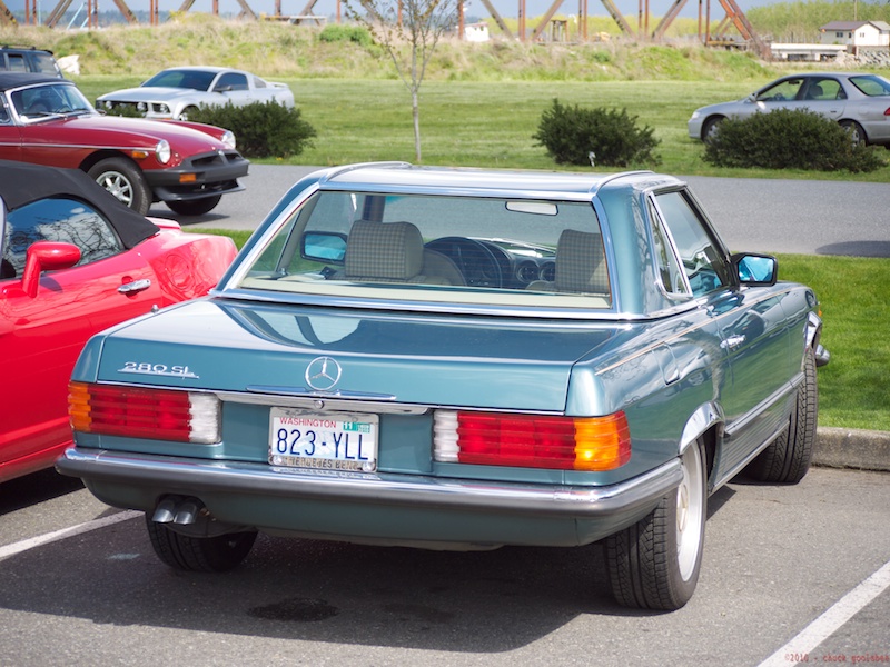 Grey Market 280sl. It has an inline six and a manual transmission. Very nice.