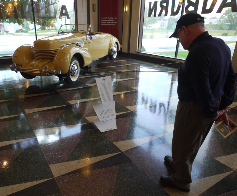 Above: Dad admiring a rotating Cord on display.