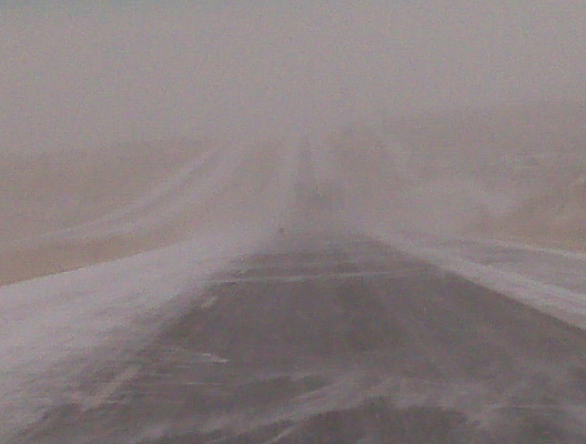 West of Billings. High winds and snow. Max 40 MPH drving.