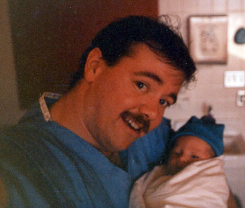 Chris and the proud father on Chris' first day.